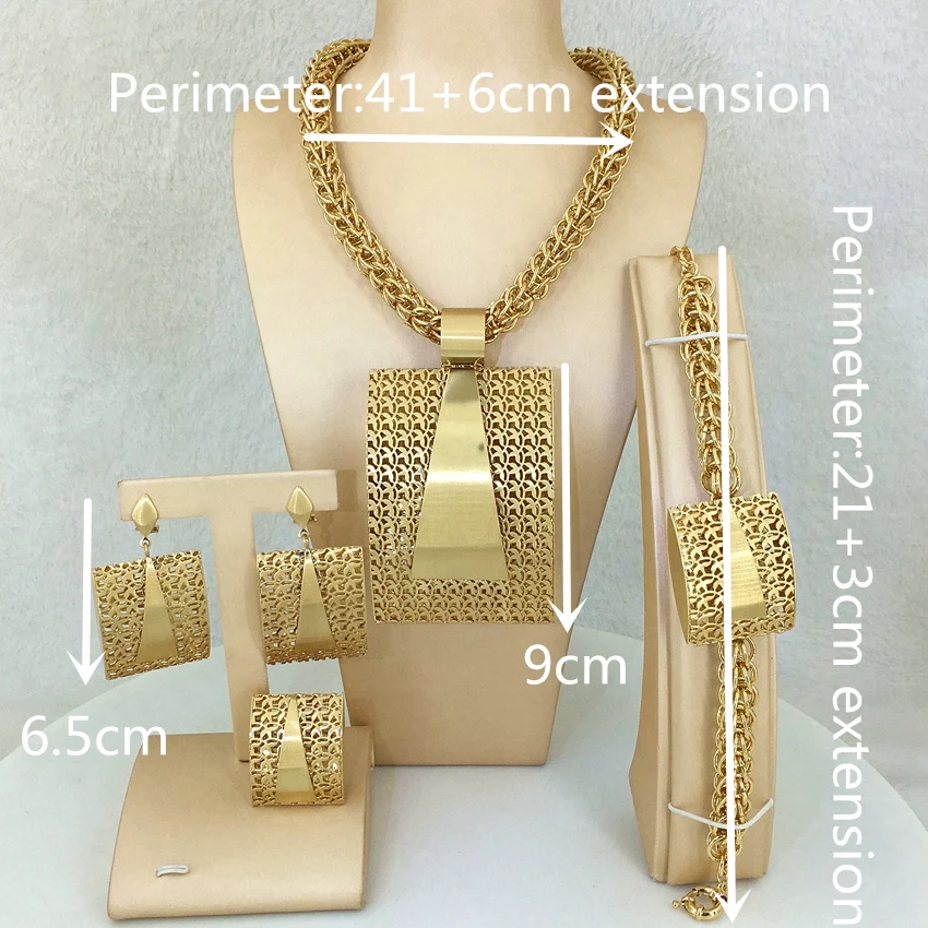2023 Newest High Quality African Big Pendant Set Dubai Italian Brazilian Gold Plated Jewelry Set FHK12864 - Image 2