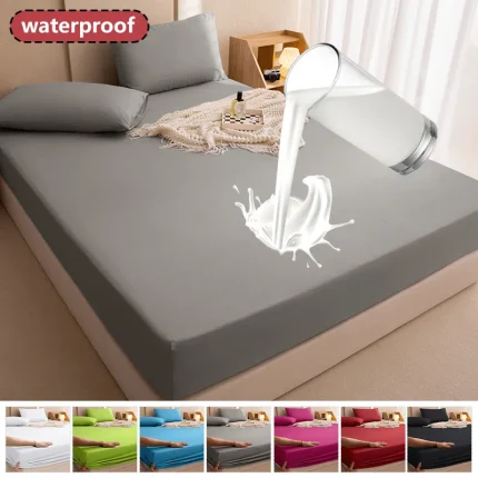 100% Waterproof Mattress Covers Protector Adjustable Non-slip Bed Fitted Sheet With Elastic Band for Queen King 90/140/160x200