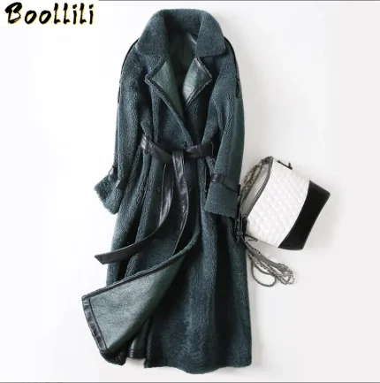 Double Faced Boollili Fur Coat Female Natural Sheeps Shearling Fur Coats 2023 Winter Jacket Women Genuine Leather Jacket