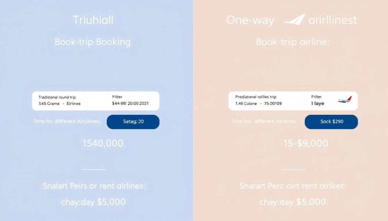 Comparison of round-trip vs separate one-way tickets showing price difference for booking cheapest flight