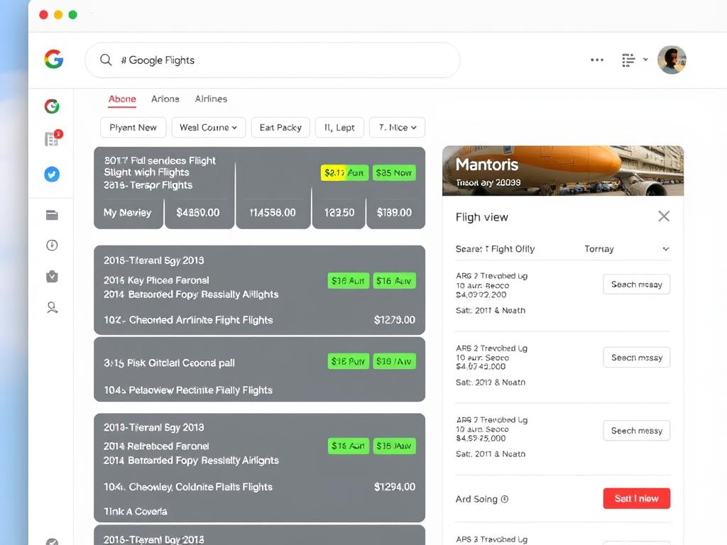 Google Flights interface showing search results for booking cheapest flight options